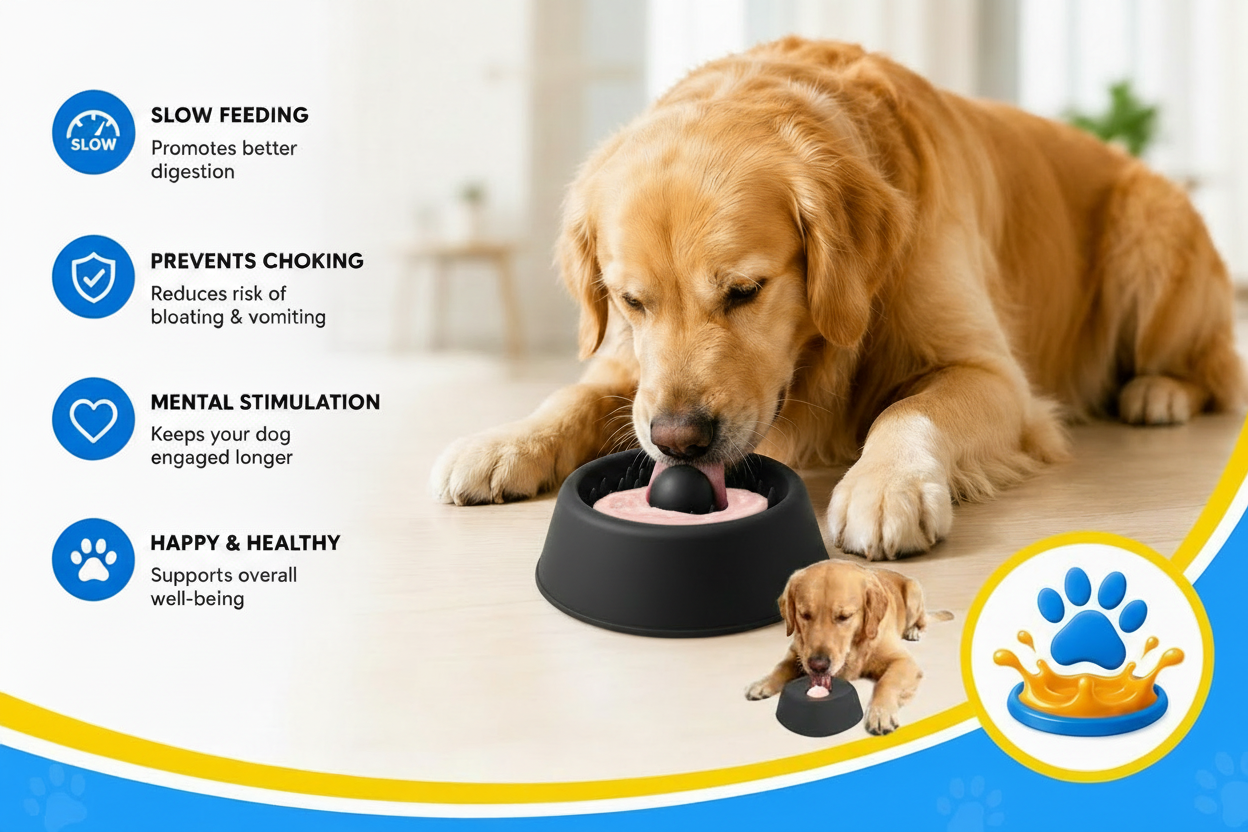 Liquid Slow Dog Bowls Anti-Slip Ball-Shaped Bone Soup Dog Licking Bowl Licking Bowl for Healthy Eating Non-Slip and Anti-Chokin