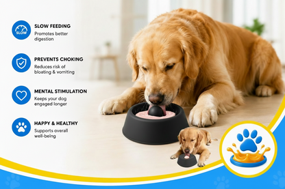 Liquid Slow Dog Bowls Anti-Slip Ball-Shaped Bone Soup Dog Licking Bowl Licking Bowl for Healthy Eating Non-Slip and Anti-Chokin